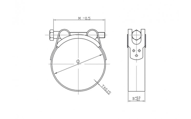 Gelenkbolzenschellen DIN 3017-3-C1 - W4 - M 10 - Bandbreite 30 - Spannbereich 187 - 200