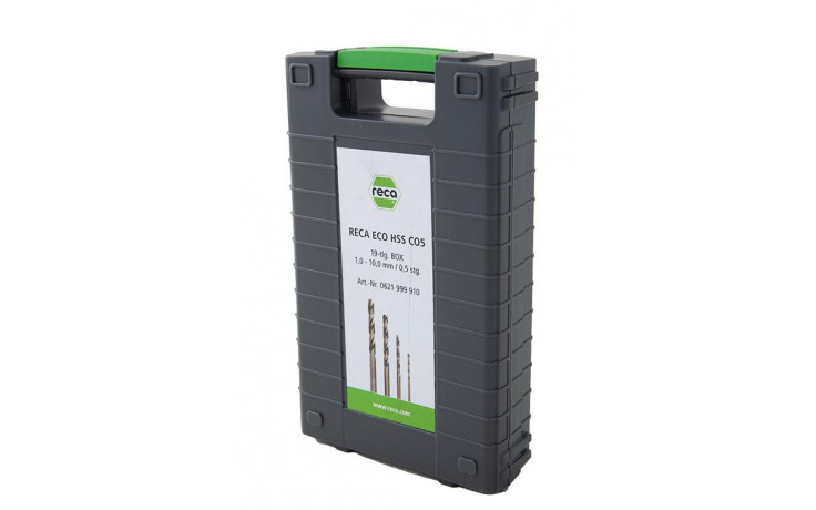 RECA ECO Spiralbohrer Kassette Mambo Box HSS Co5 DIN 338 Durchmesser 1-10 mm 19-teilig