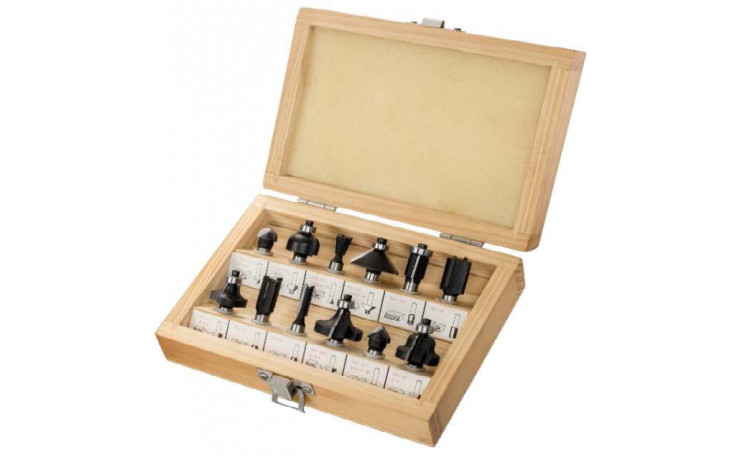 Holz-Fräserkassette 12-teilig 8 mm Schaft