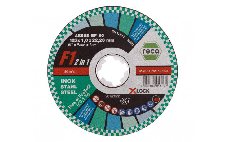 RECA Trennscheibe F1/ Inox gerade Durchmesser 125 mm Stärke 1,0 mm X-Lock Aufnahme