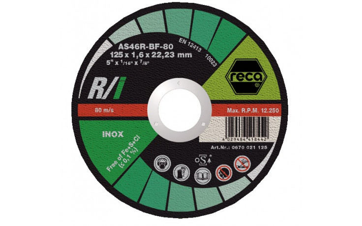 RECA Trennscheibe R/I gerade Durchmesser 125 mm Stärke 1,6 mm Bohrung 22,23 mm