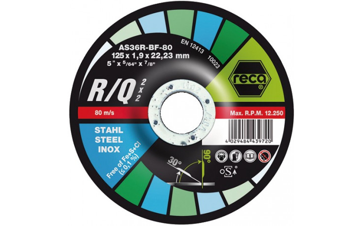 RECA Trenn-Schruppscheibe R/Q gekröpft Durchmesser 125 mm Särke 1,9 mm Bohrung 22,23 mm