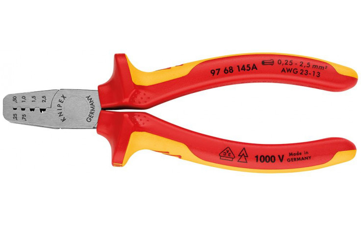 Crimpzange für Aderendhülsen 145 mm 0,25 - 2,5 mm²