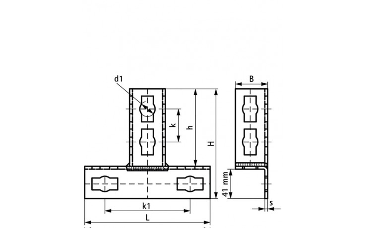 recamo-ZS-Push-T-Verbinder - Stahl - verzinkt - Typ 41 - 175 X 153