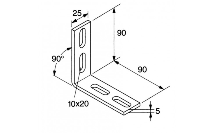 recamo Montageschienen-Winkel - Stahl - verzinkt - 27/28 - 90° - 45 X 45
