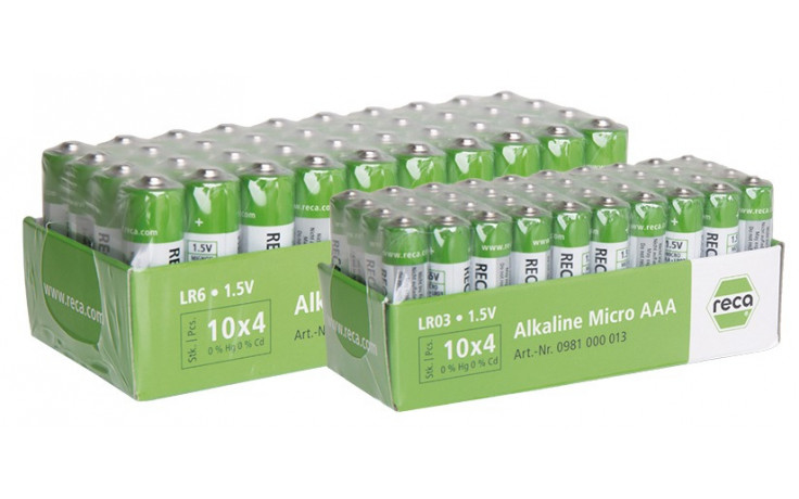 RECA Batterie Alkaline Typ AA Mignon weiß/grün 40 Stück