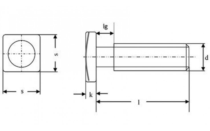 Vierkantschraube - A2-70 - M10 X 25 - SW17 - gleitbeschichtet