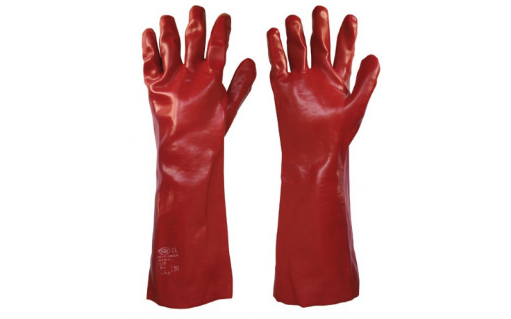 PVC Handschuhe Rot 40 cm lang Gr. 10