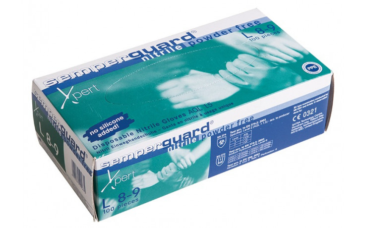 Einwegschutzhandschuhe Semperguard Nitril Puderfrei Gr. M = Gr. 7-8, 100 Stück/PAK