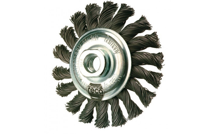 RECA Zirkulardrahtbürste, gezopft, Bohrung Drahtstärke 0,5 mm Ø 115 x 15 mm x M14