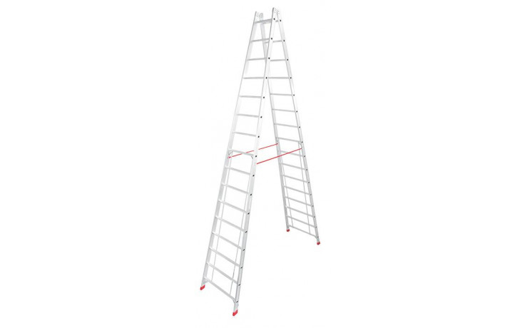 Stabilo Alu-Doppelleiter, Sprossen 2x16, Höhe 4,60 m, Arbeitshöhe 5,75 m,19,5 kg