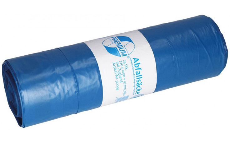 Zugbandbeutel LDPE 120 L blau stark 25 Stück per Rolle