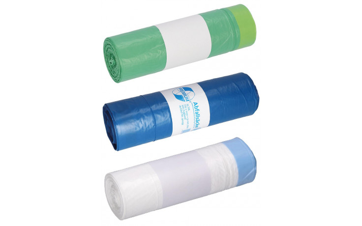 Zugbandbeutel HDPE 35 L weiß stark 25 Stück per Rolle