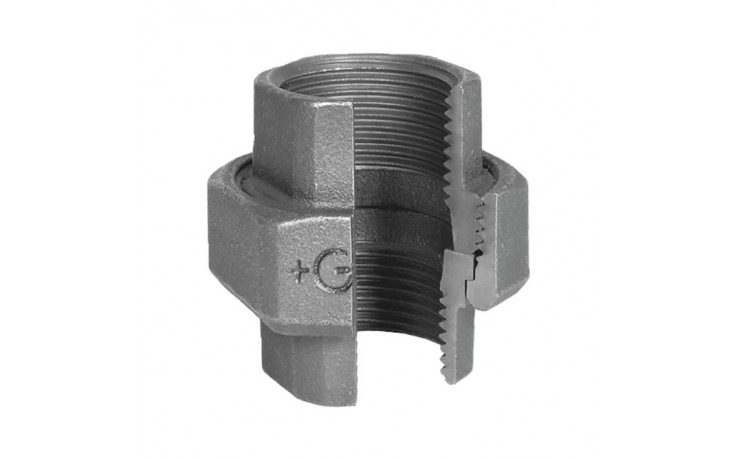 Fig. 330 - Verschraubung, flach dichtend - Temperguß - verzinkt - 3/8 Zoll ( +GF+ )