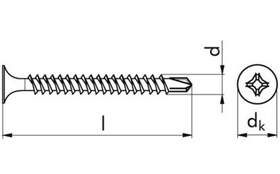 Gipsplattenschraube Bohrspitze TSD - EN 14566 - phosphatiert, Klasse 48 - 3,5 X 55 - CE