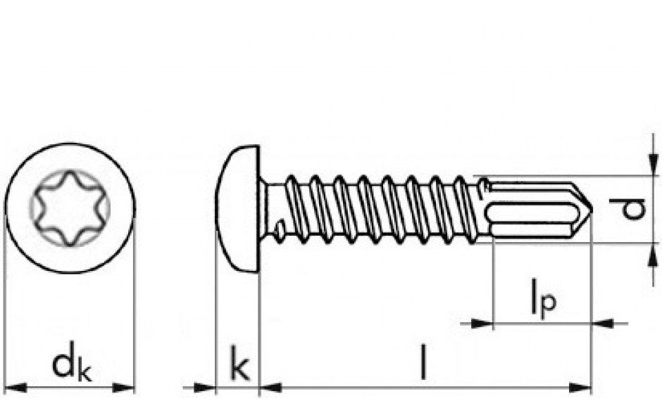 Bohrschraube Linsenkopf ~ DIN 7504N - A2 - 3,5 X 22 - TX10