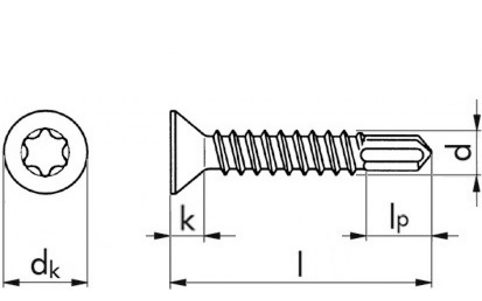Bohrschraube Senkkopf ~ DIN 7504P - A2 - 3,9 X 32 - TX15