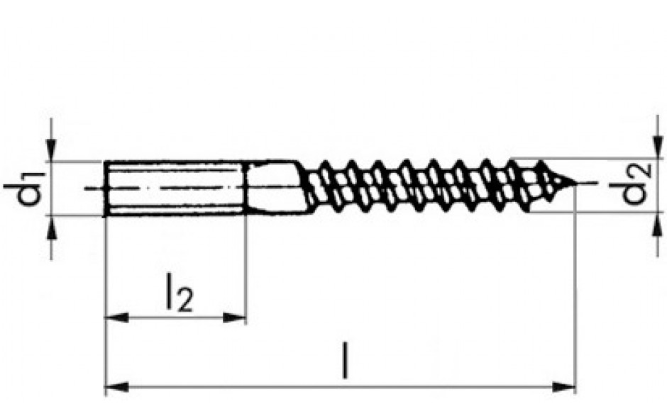 Stockschraube mit 6KT-Schlüsselfläche - Stahl - verzinkt blau - 12 X 140 - SW10/TX30