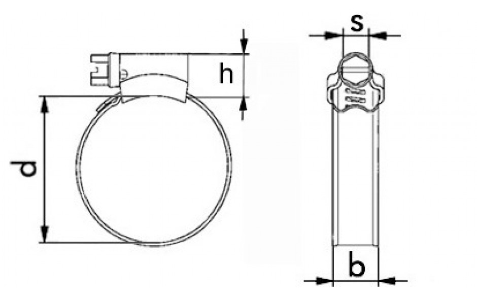 Schlauchschelle mit Schneckengewinde DIN 3017-1 - Form A - W5 - Bandbreite 12 - Spannbereich 32 - 50