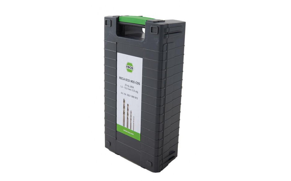 RECA ECO Spiralbohrer Kassette Mambo Box HSS Co5 DIN 338 Durchmesser 1-13 mm 25-teilig