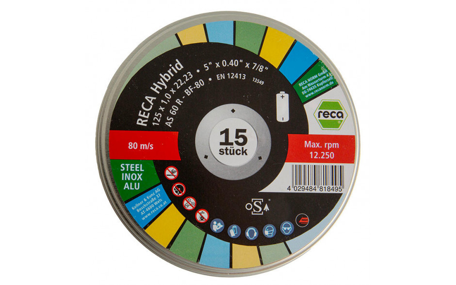 RECA Hybrid-Trennscheibe gerade Durchmesser 125 mm Stärke 1,0 mm Bohrung 22,23 mm