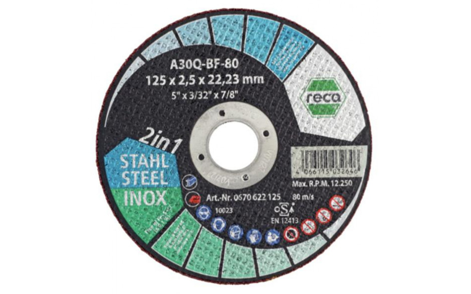 RECA Trennscheibe 2in1 gerade Durchmesser 230 mm Stärke 2,5 mm Bohrung 22,23 mm