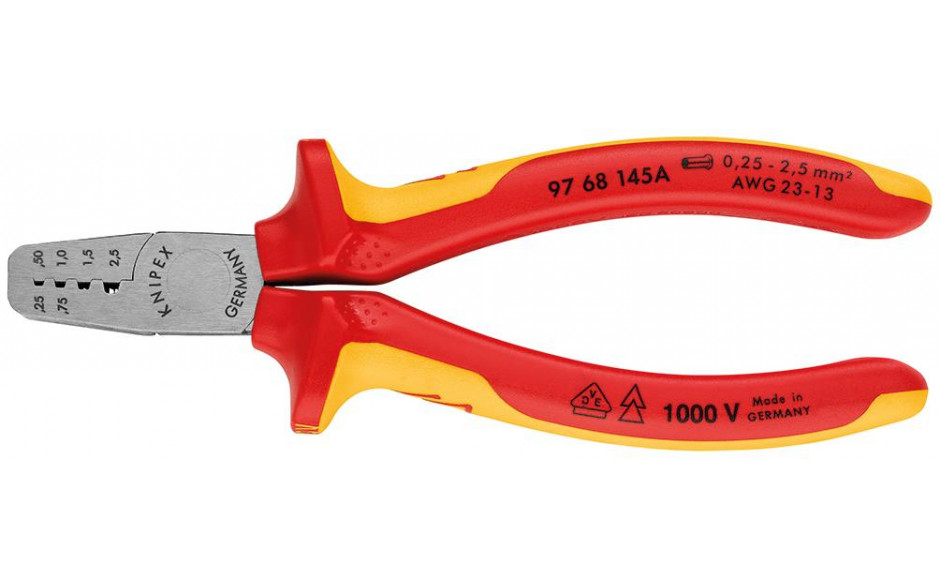 Crimpzange für Aderendhülsen 145 mm 0,25 - 2,5 mm²