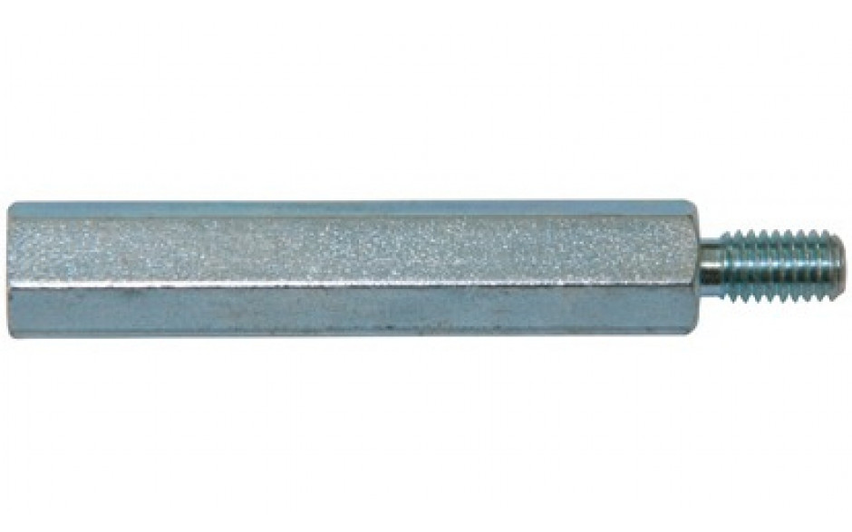 Abstandsbolzen mit Innen- und Außengewinde - Stahl - verzinkt blau - Schlüsselweite 8 - M5 X 10-6-10 - mit Gewindefreistich