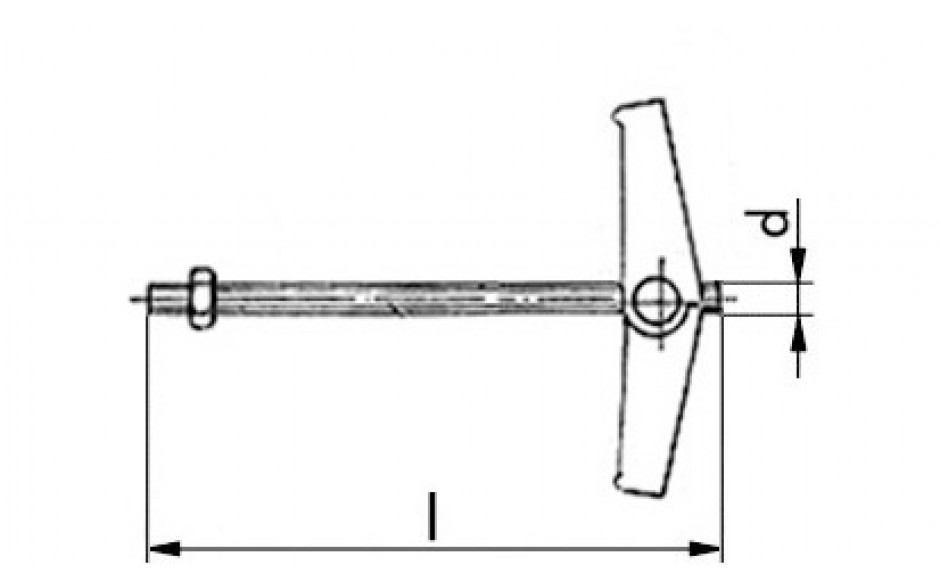 Federklappdübel - mit Sechskantmutter - Stahl - verzinkt blau - M 4 X 90