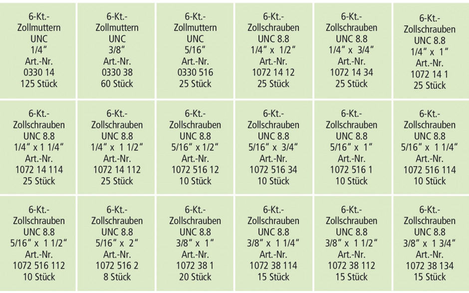 RECA Sortiment - UNC Schrauben & Muttern - Grade 5 - blank - 458-teilig