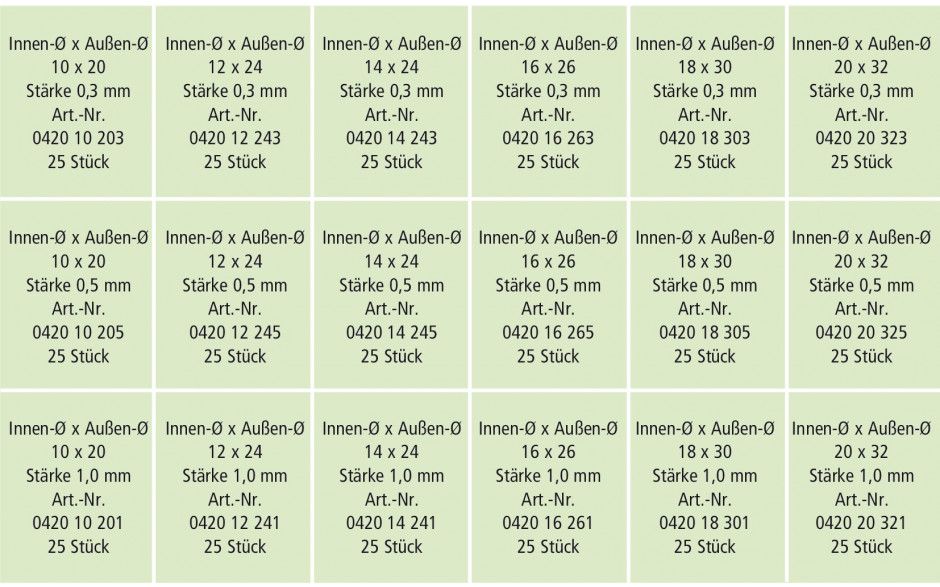 RECA Sortiment - Ausgleichsscheiben - Stahl - blank - 450-teilig