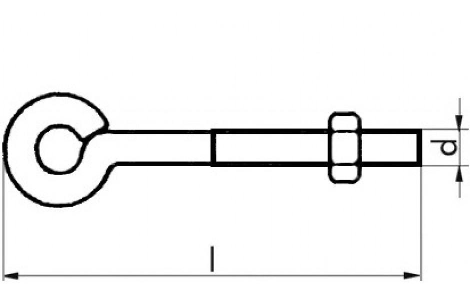 Spannschrauben mit Öse und Mutter, M6 x 150 Stahl verzinkt