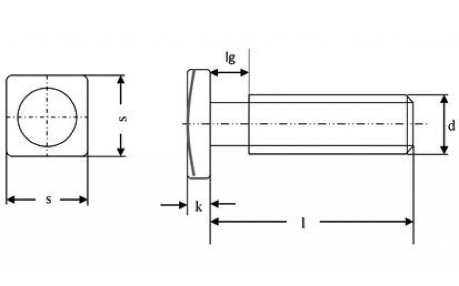 Vierkantschraube - A2-70 - M10 X 25 - SW17 - gleitbeschichtet