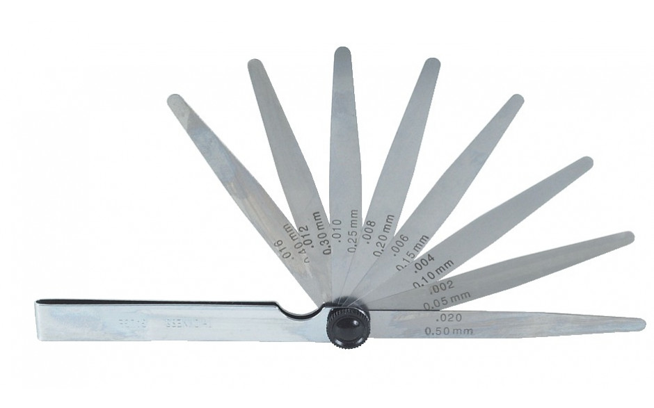 Fühlerlehre, aus Lehrenbandstahl, Blatt Anzahl: 13, Stärke 0,05-1,0 mm
