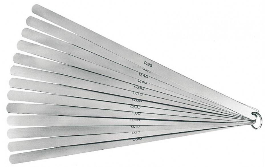 Fühlerlehre, lange Ausführung, Blatt Anzahl: 20, Stärke 0,05-1,0 mm