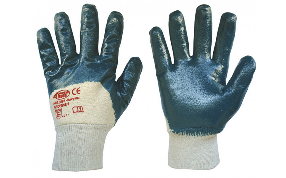 Nitrilhandschuh mit Strickbund, Blau, Gr. 9