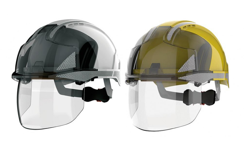 Schutzhelm JSP EVO®VISTASHIELD gelb und Reflexstreifen