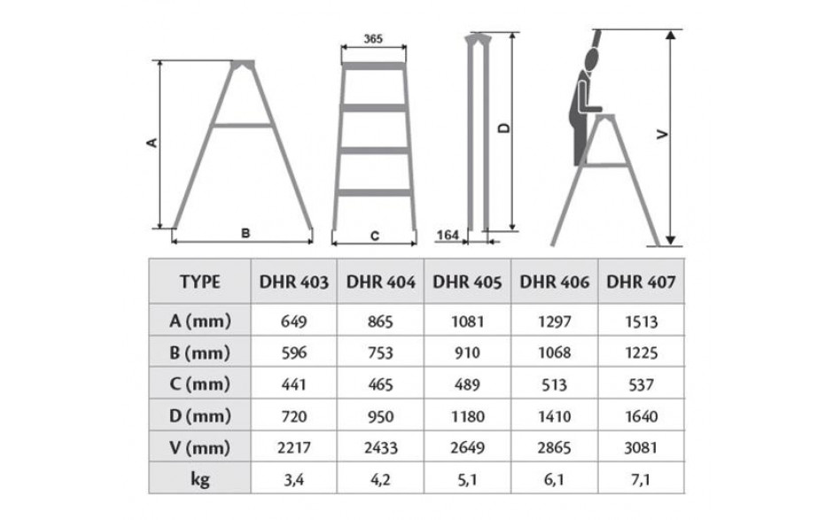 Doppelstufenstehleiter Alu 7-Stufig