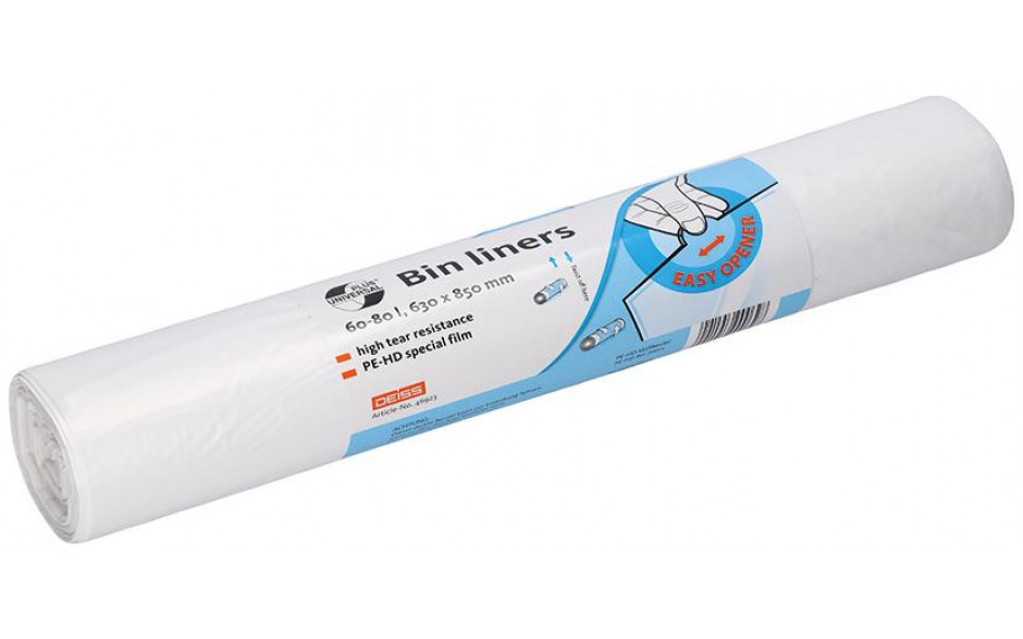 Müllbeutel 630X850 HDPE 60L 50ST/ROL transparent