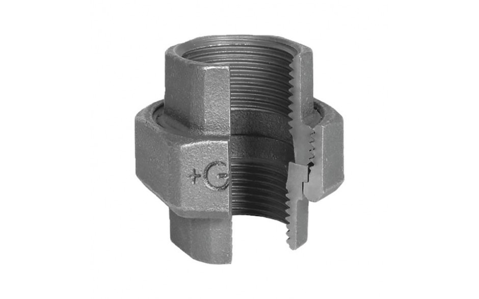 Fig. 330 - Verschraubung, flach dichtend - Temperguß - verzinkt - 3/8 Zoll ( +GF+ )