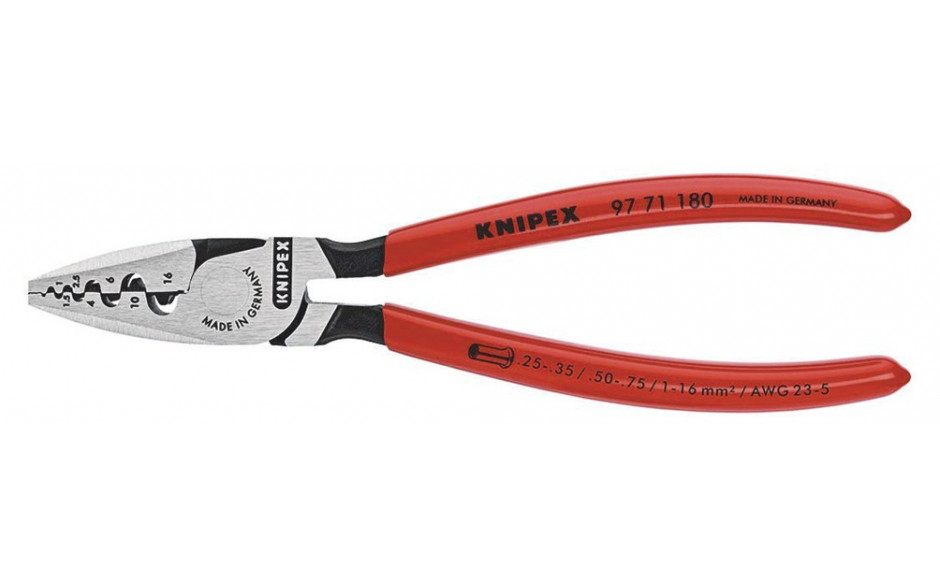 Zange für Aderendhülsen 180 mm für Kabelquerschnitt 0,25-16 mm²