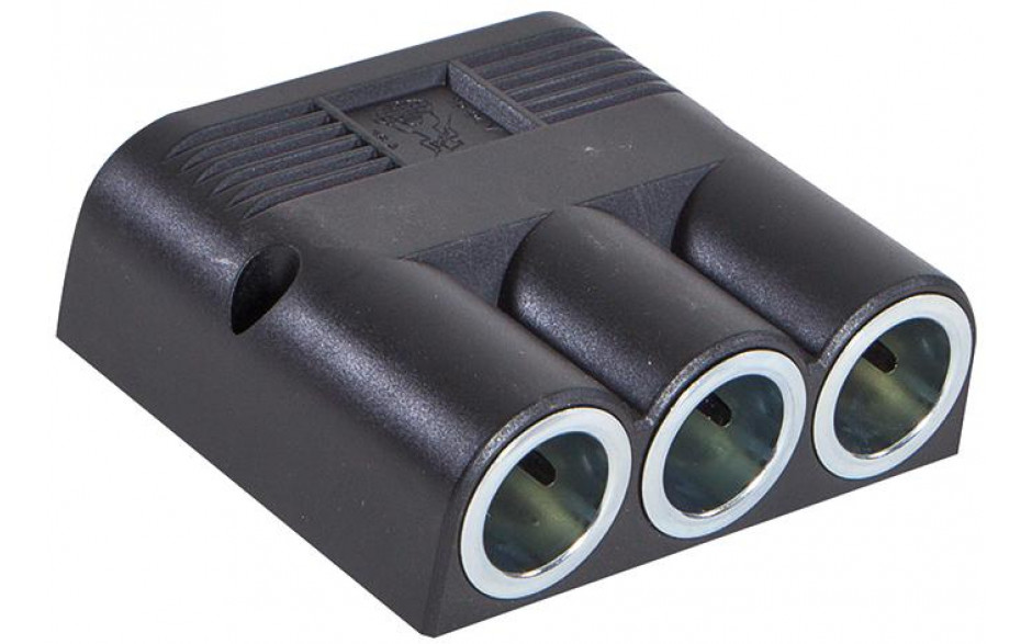 RECA MAXMOBIL Aufbau-Dreifachsteckdose, 12-24 V / 20A, Durchmesser 21 mm für Universalstecker, mit Flachsteckeranschluss, ohne Schutzdeckel XASD 3