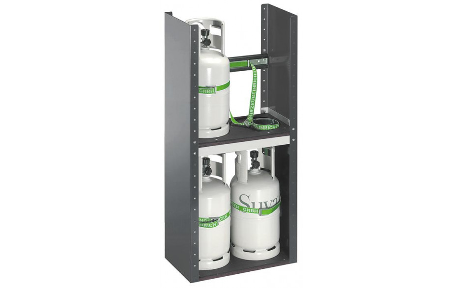 RECA MAXMOBIL Kältemittel-Flaschenregal 4-fach - 1145 x 550 x 320 mm, RAL 7016 Struktur XFFR 115-55-3-R