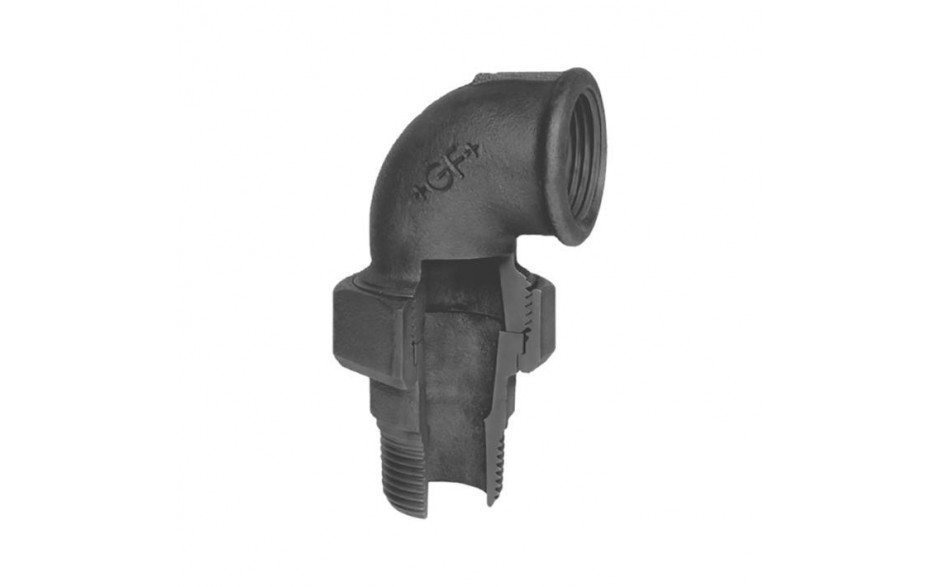 Fig. 97 - Winkelverschraubung, flach dichtend - Temperguß - blank - 1 Zoll ( +GF+ )