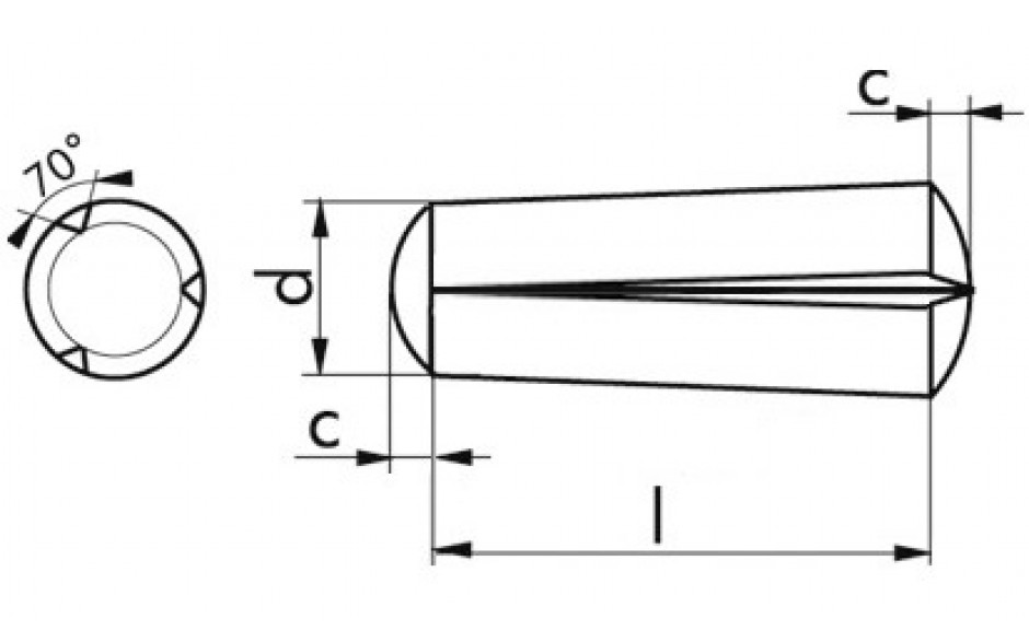 Kegelkerbstift DIN 1471 - Stahl - blank - 2,5 X 12