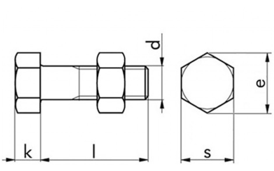 Sechskantschraube mit Mutter DIN 601 - 4.6 - feuerverzinkt - M20 X 360