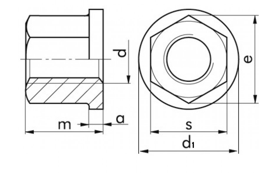 Sechskantmutter mit Bund DIN 6331 - 10 - blank - M18