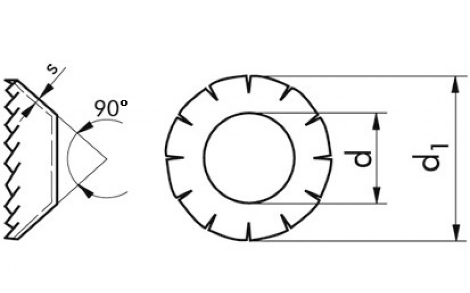Fächerscheibe DIN 6798V - Federstahl - Zinklamelle silber - M6=6,4mm