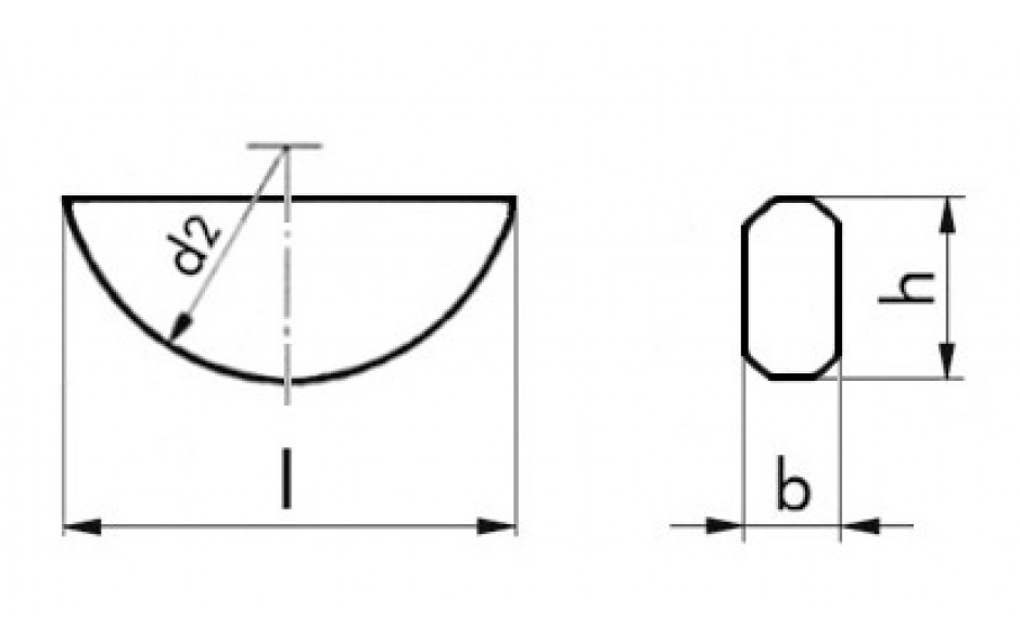 Scheibenfeder DIN 6888 - C45+C - blank - 3 X 3,7