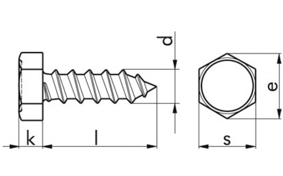 Sechskant-Blechschraube DIN 7976C - A2 - 4,2 X 19